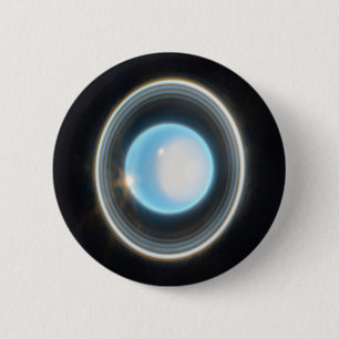 Planet Uranus with Rings JWST Image 2 Inch Round Button