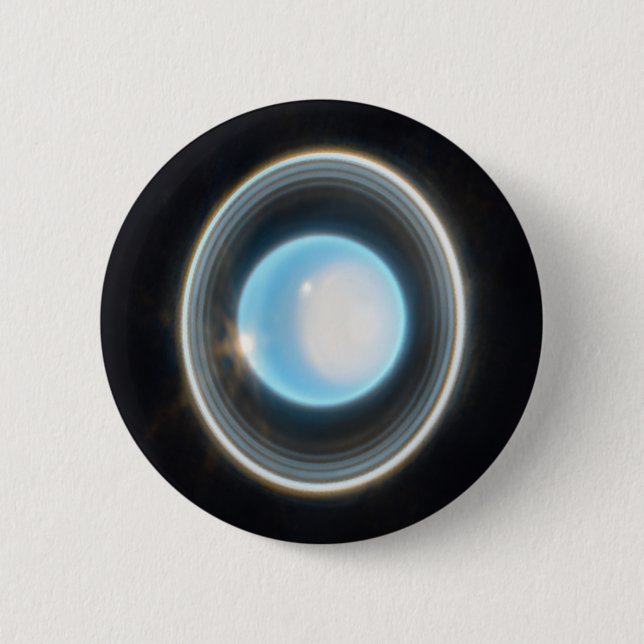 Planet Uranus with Rings JWST Image 2 Inch Round Button (Front)