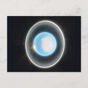 Planet Uranus with Rings JWST Image Postcard
