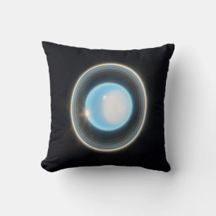 Planet Uranus with Rings JWST Image Throw Pillow