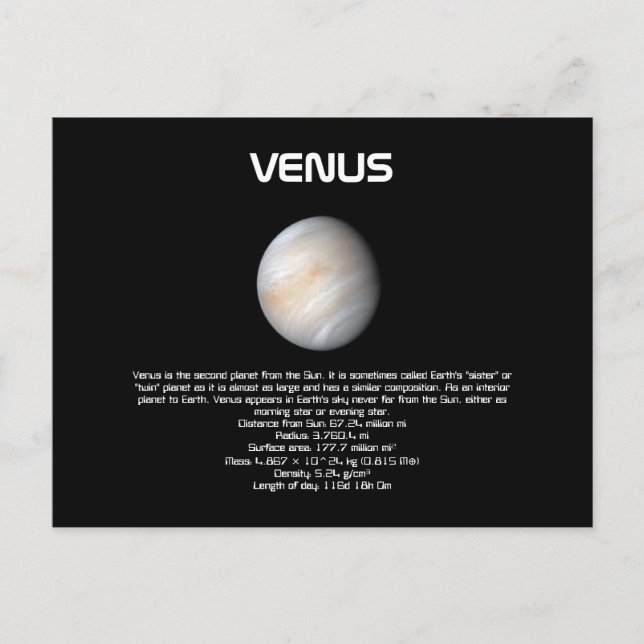 Planet Venus Postcard (Front)