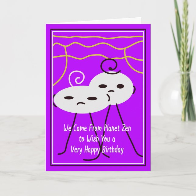 Planet Zen Birthday for a Child in Purple Card (Front)