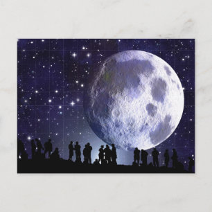 Planetarium Silhouettes Moon Stars Astronomy Postcard