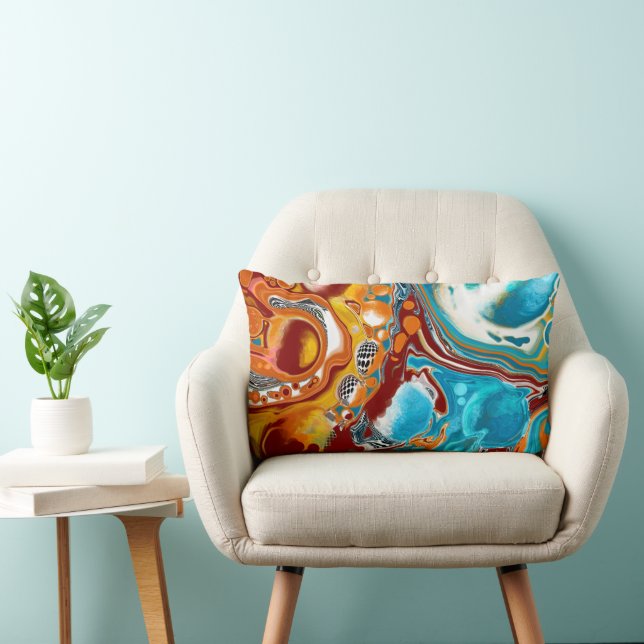 Planetary Bliss Fluid Art   Lumbar Pillow (Chair)