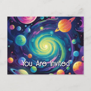 Planetary Spin Invitation Postcard