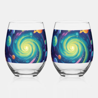 Planetary Spin    Stemless Wine Glass