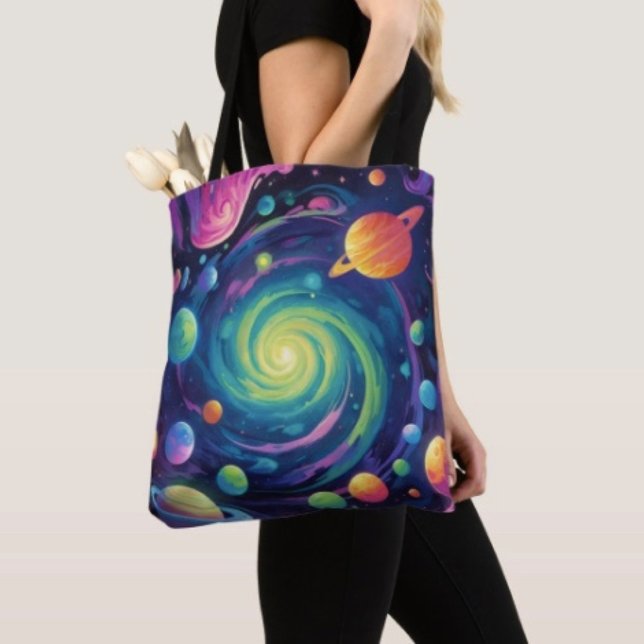 Planetary Spin Tote Bag (Tote Bag — 100% polyester, black laminated lining 100% cotton web hand. Made in the USA.

)