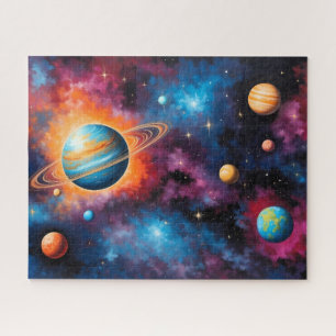 Planète Anneaux Galaxie Colorée Puzzle de l'Espace