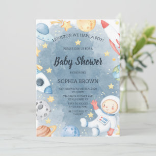 Planète Espace Externe Baby shower Invitation Garç