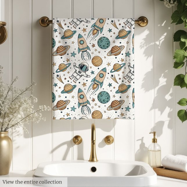 Planète et fusée de serviette spatiale personnalis (Custom Space Towel Planets & Rockets for Kids)