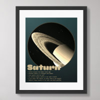 Planète Saturne avec anneaux et faits affiche pour