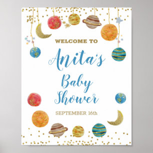 Planètes Baby shower spatial Affiche de bienvenue