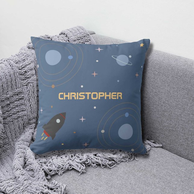 Planètes et fusées, Coussin spatial (Planets & Rocket, Outer Space Pillow)