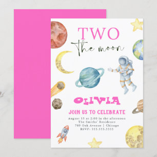 Planètes spatiales Extérieures 2e Invitation Fille