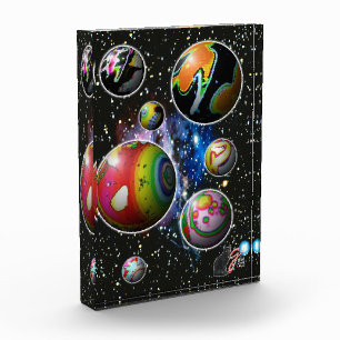 Planetoids Colour Illustration Acrylic Block