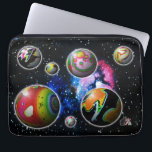 Planetoids Laptop Sleeve<br><div class="desc">Seven planetoids are emerging into our universe through the space-time continuum portal. Each sphere is a world of wonder and amazement. Can they continue to expand and fill our space? Only time will tell. Adventurous explorers of alternate dimensions will encase their computer in this intriguing laptop sleeve understanding that they...</div>