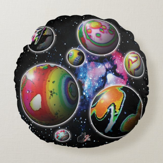 Planetoids Round Pillow (Front)