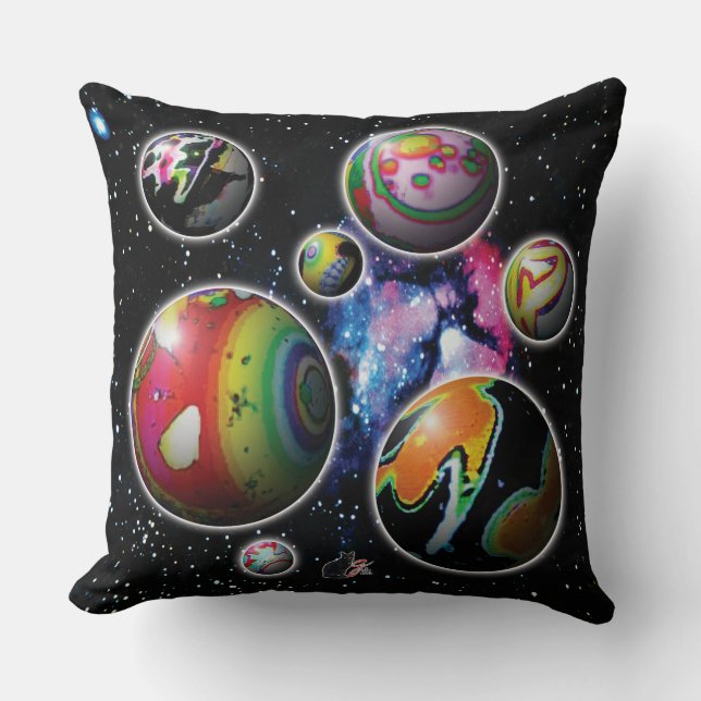Planetoids Throw Pillow (Front)