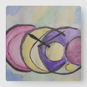 Planets Abstract Art Clock