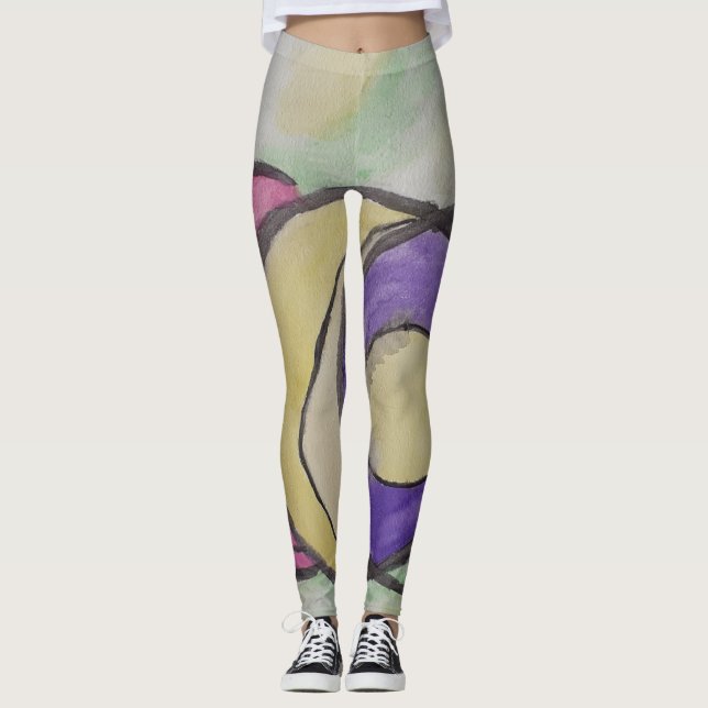 Planets Abstract Art Leggings (Front)