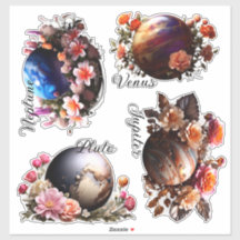 Planets and Flowers Vinyl Stickers Customize