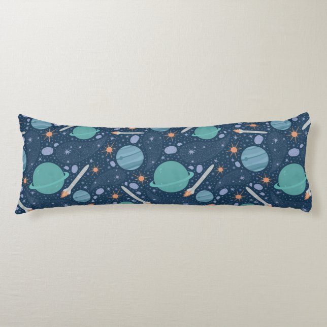Planets and rockets galaxy body pillow (Front)