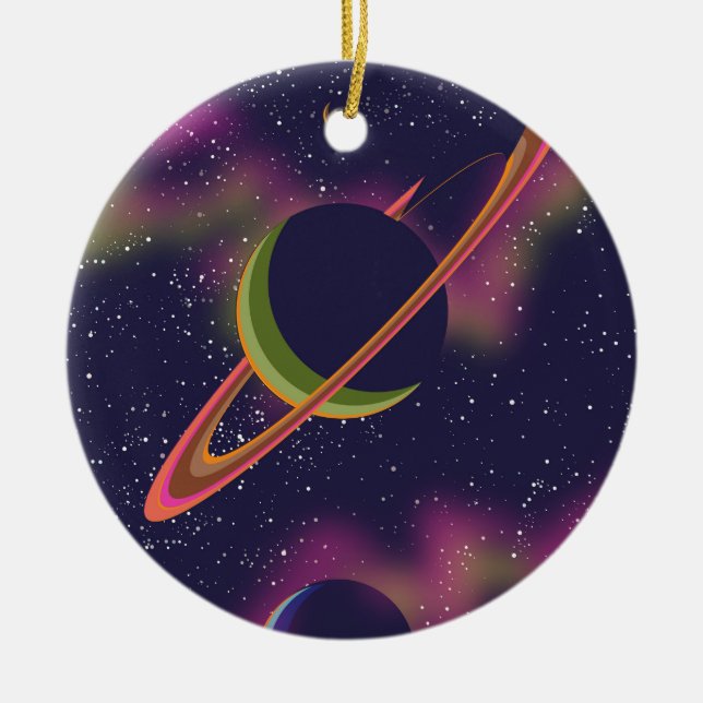 Planets and Stars Ceramic Ornament (Front)