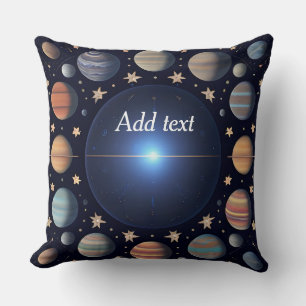 Planets and Stars in Cosmic Harmony Throw Pillow