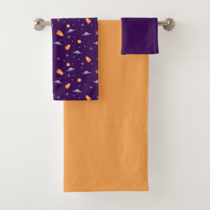 Planets and stars pattern set Towel