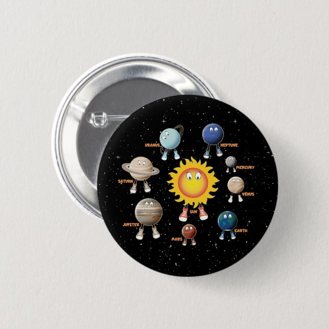 Planets and The Solar System 2 Inch Round Button (Front & Back)