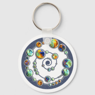 Planets crop circle formation + your backgr. colou keychain