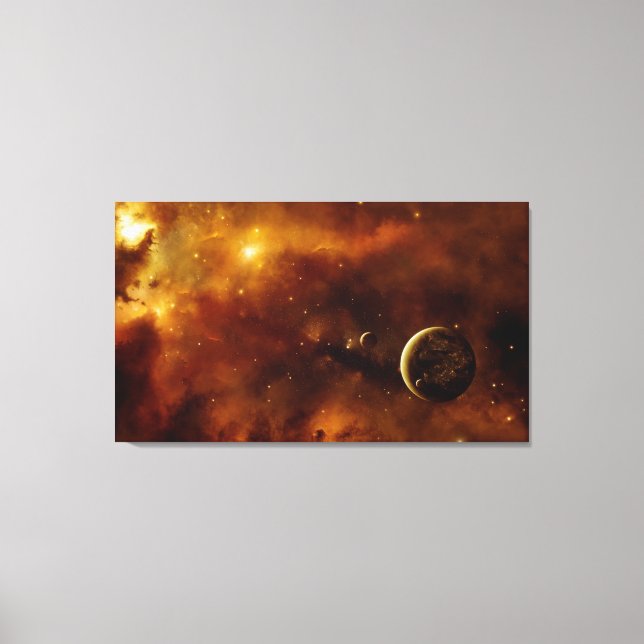 Planets in a nebula canvas print (Front)
