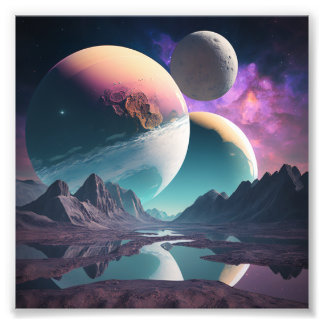 Planets in an unknown space photo printing print