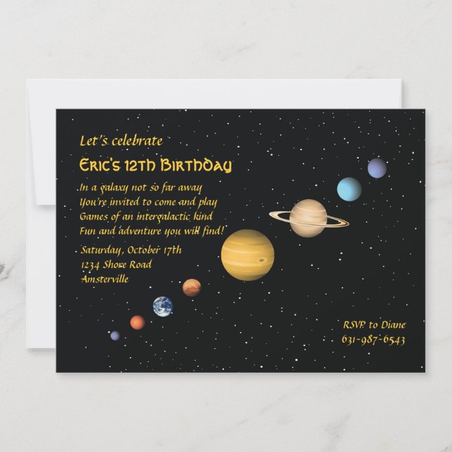 Planets in Space Invitation (Front)