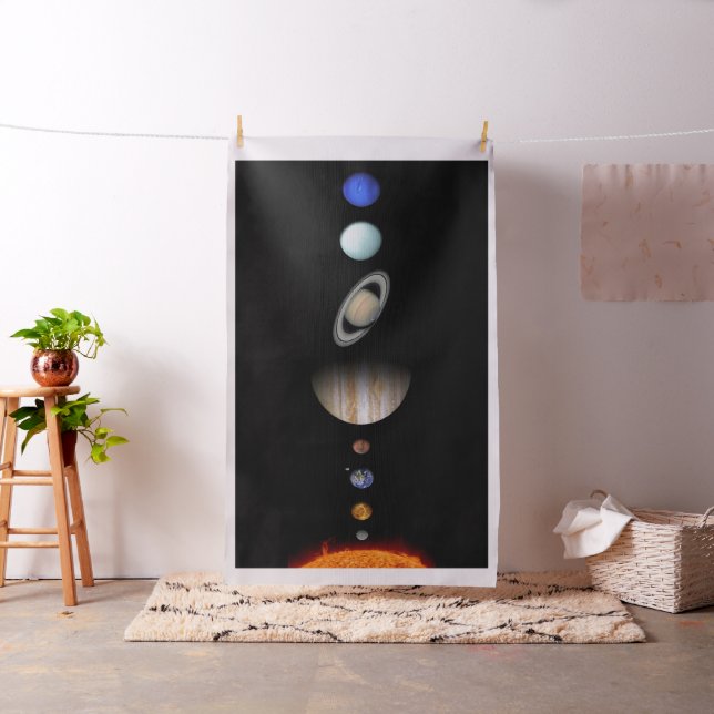 PLANETS OF TEH SOLAR SYSTEM Custom Polyester Yards Fabric (In Situ)