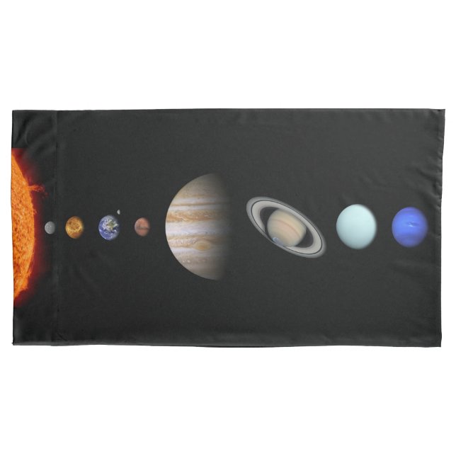 PLANETS OF THE SOLAR SOLAR SYSTEM Custom King Size Pillowcase (Front)