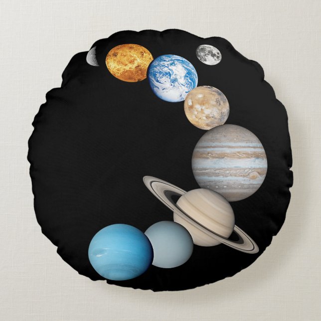 Planets of the solar system (Colour Changeable)  Round Pillow (Front)