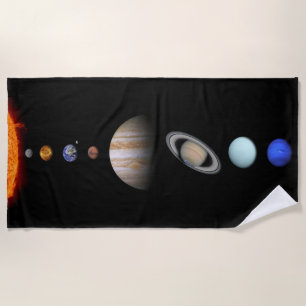 PLANETS OF THE SOLAR SYSTEM Custom Beach Towel