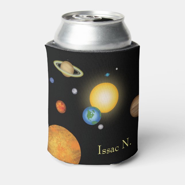 Planets of the Solar System Deep Dark Space Custom Can Cooler (Can Back)