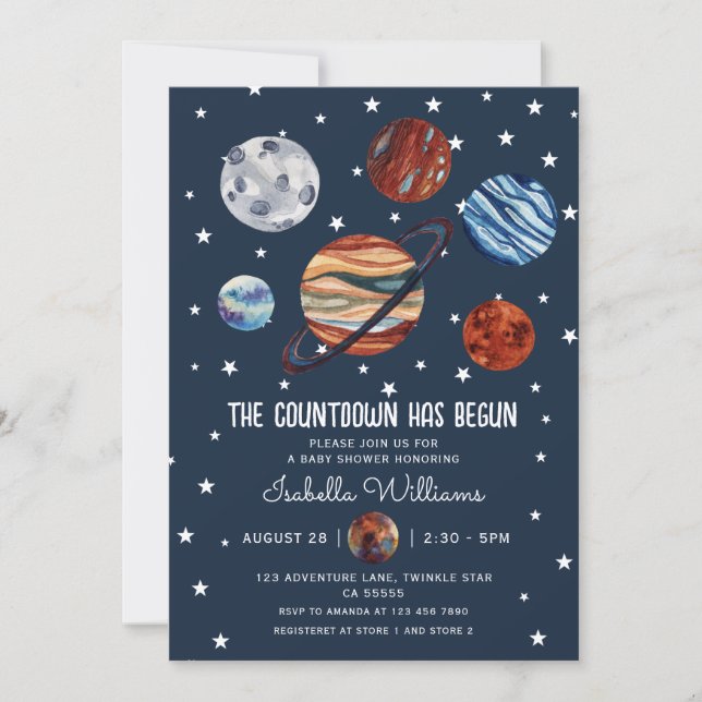 Planets Outer Space Boy Baby Shower Invitation (Front)