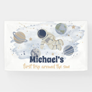 Planets Outer Space Galaxy Birthday Banner