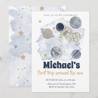 Planets Outer Space Galaxy Birthday Invitation