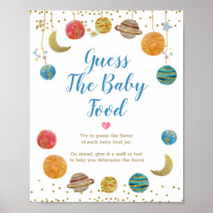 Planets Outer Space Galaxy Guess the Baby Food Poster
