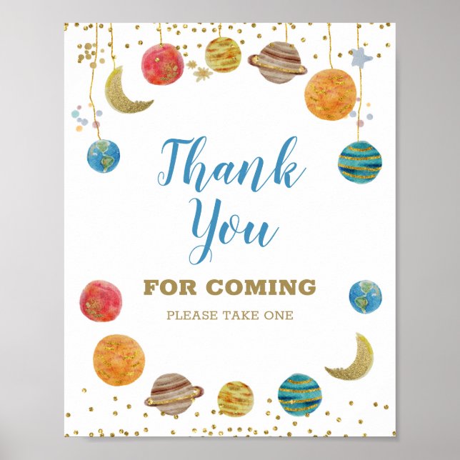Planets Outer Space Galaxy Thank you for coming Poster (Front)