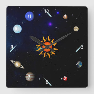 Planets/Outer Space Square Wall Clock