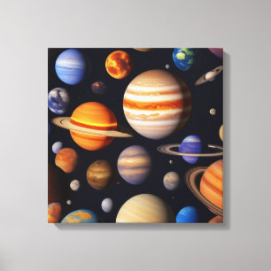 Planets Pattern Canvas Print