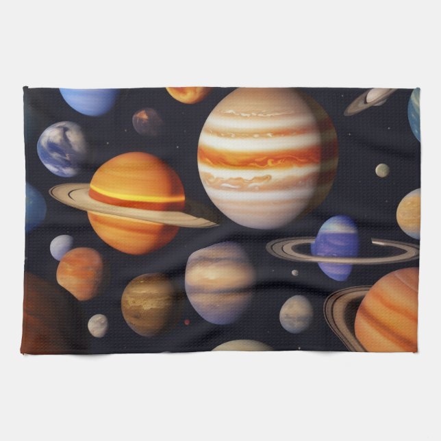 Planets Pattern Kitchen Towel (Horizontal)