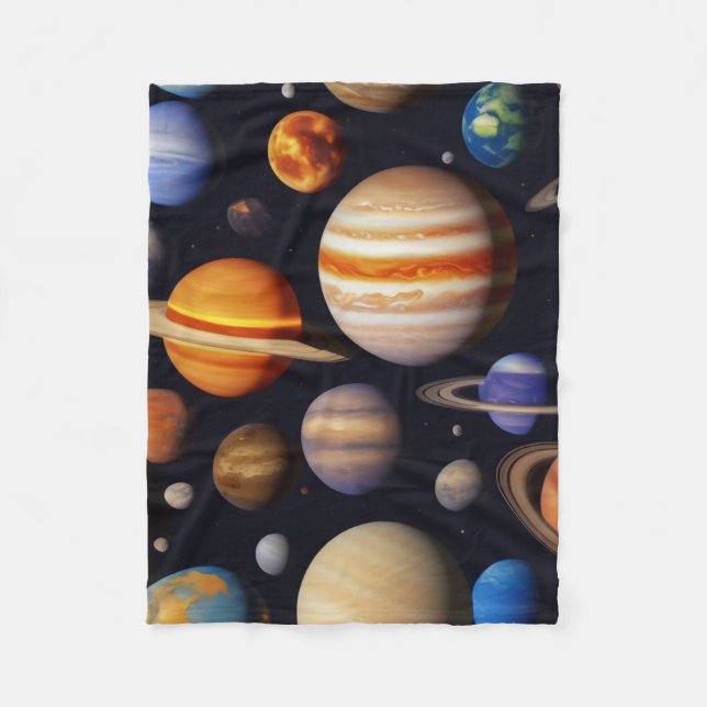 Planets Pattern Small Fleece Blanket (Front)