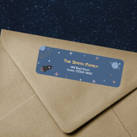 Planets & Rocket, Outer Space Return Address Label