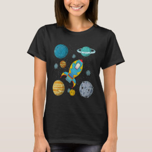 Planets Science Outer Space Rocket Cosmonaut Kids  T-Shirt